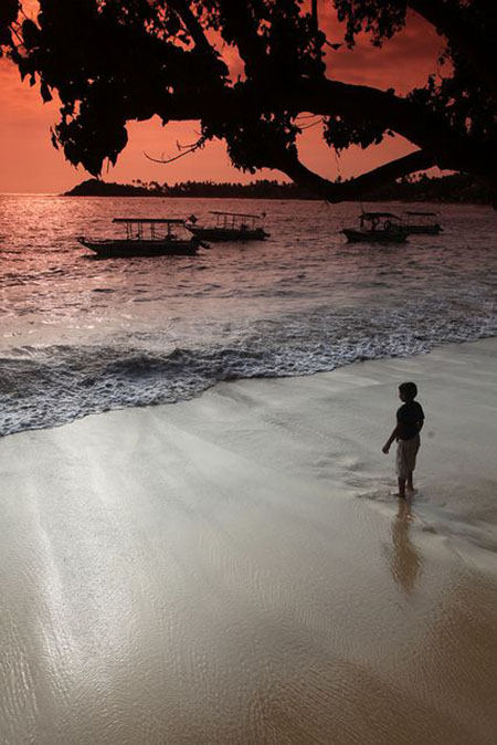 coucher de soleil sur la plage sri lanka
